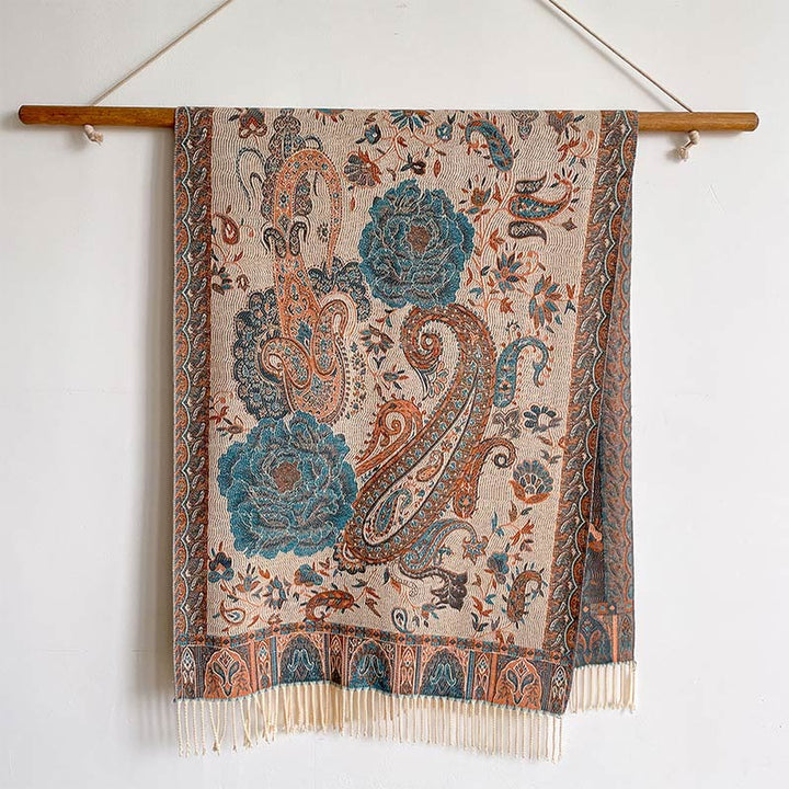BWOOOH Tibetan Cashew Peony Flowers Vine Tassels Shawl Fa