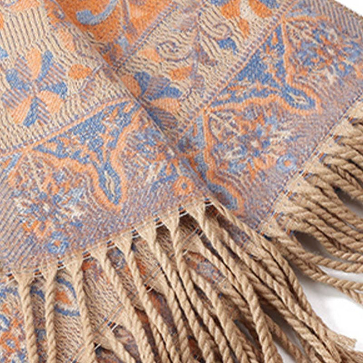 BWOOOH Tibetan Cashew Flowers Vine Pattern Tassels Shawl 
