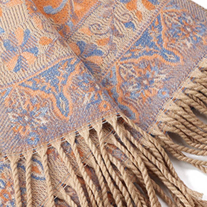 BWOOOH Tibetan Cashew Flowers Vine Pattern Tassels Shawl 