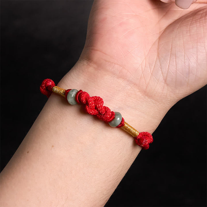 BWOOOH Red String Jade Luck Fortune Knot Braided Couple Bracelet