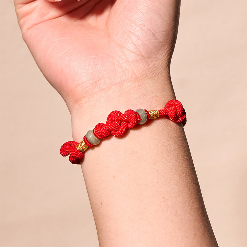 BWOOOH Red String Jade Luck Fortune Knot Braided Couple Bracelet
