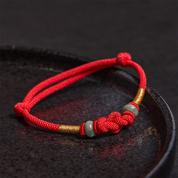 BWOOOH Red String Jade Luck Fortune Knot Braided Couple Bracelet