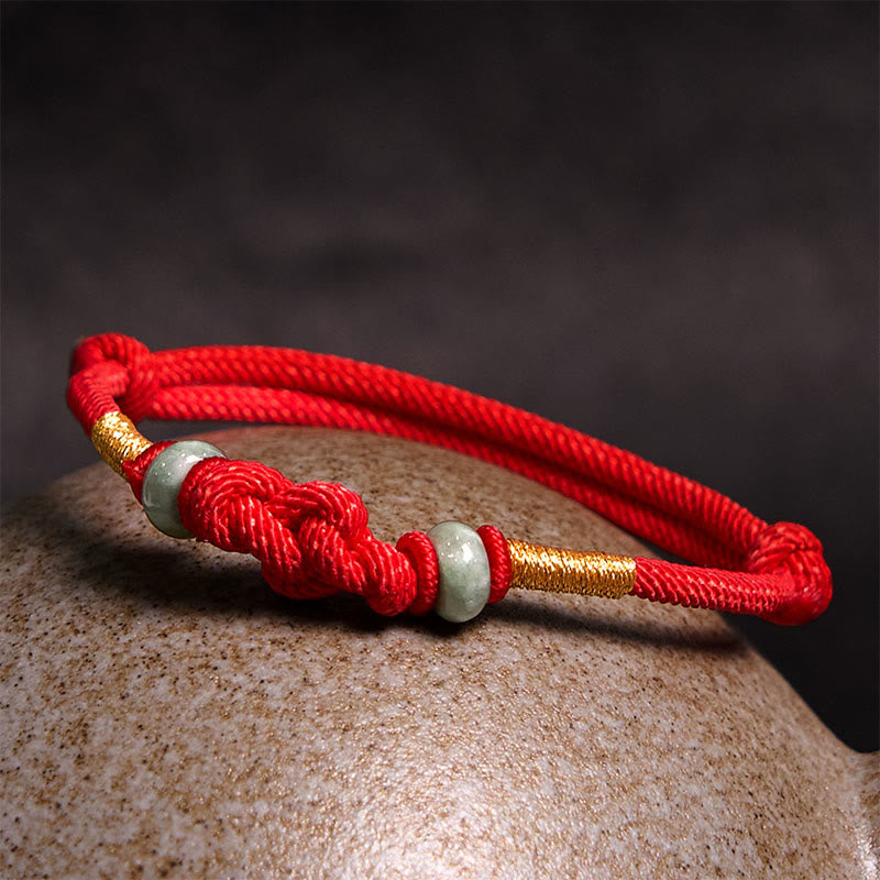 BWOOOH Red String Jade Luck Fortune Knot Braided Couple Bracelet