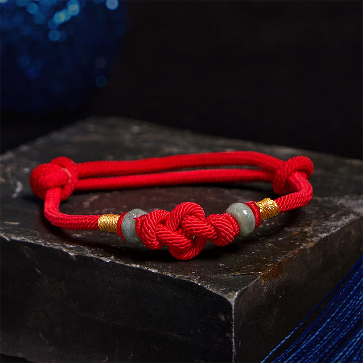 BWOOOH Red String Jade Luck Fortune Knot Braided Couple Bracelet