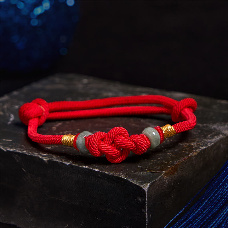 BWOOOH Red String Jade Luck Fortune Knot Braided Couple Bracelet
