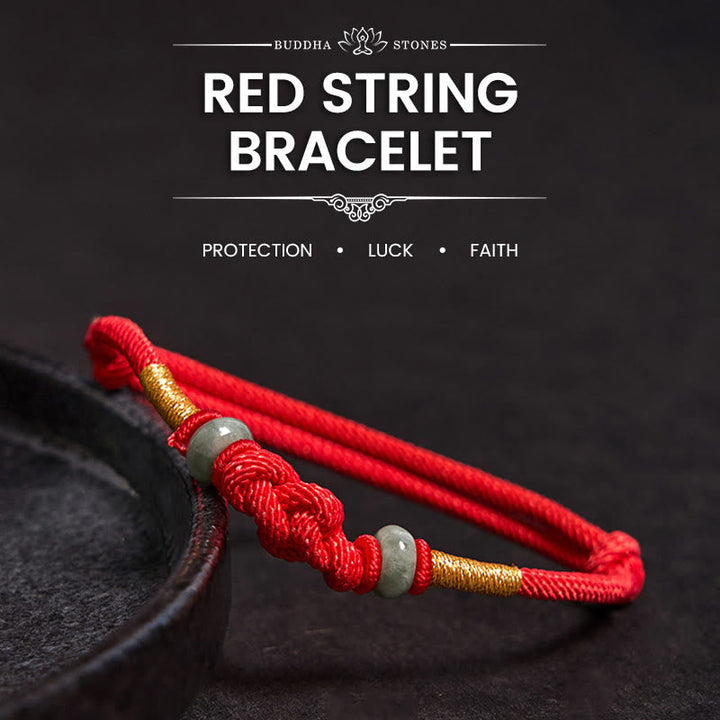 BWOOOH Red String Jade Luck Fortune Knot Braided Couple Bracelet