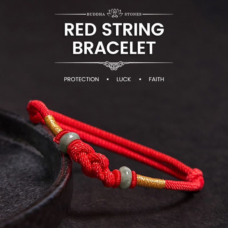 BWOOOH Red String Jade Luck Fortune Knot Braided Couple Bracelet