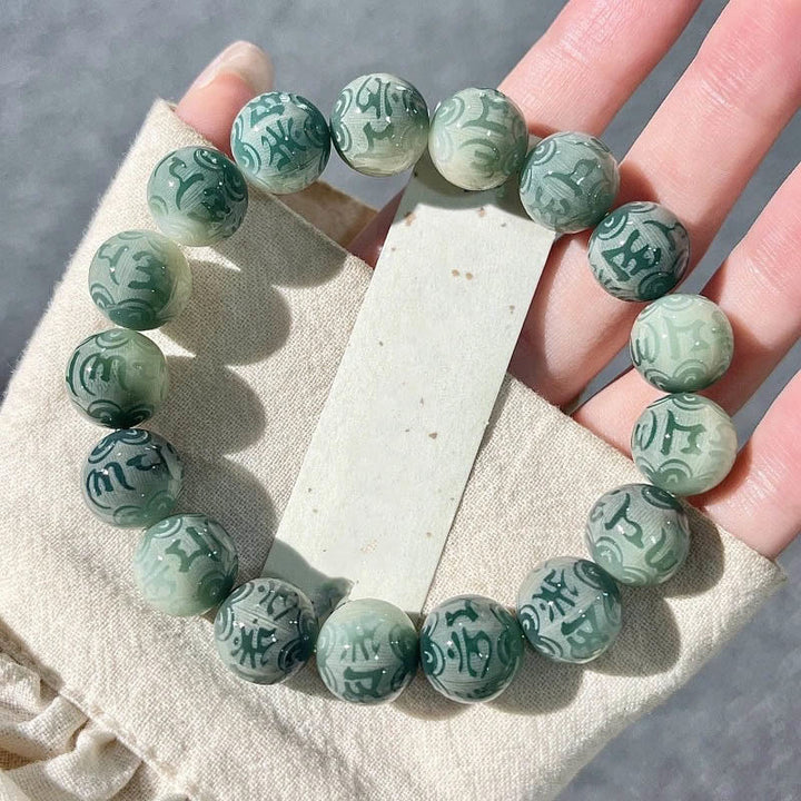 BWOOOH Chinese Zodiac Natal Buddha Bodhi Seed Om Mani Padme Hum Engraved Wisdom Bracelet