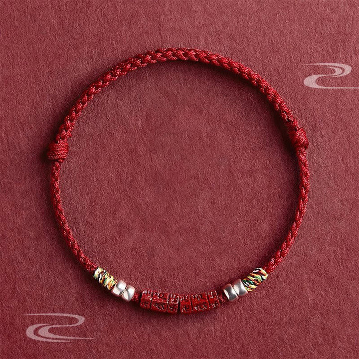 BWOOOH 925 Sterling Silver Om Mani Padme Hum Cinnabar Blessing Child Adult Bracelet