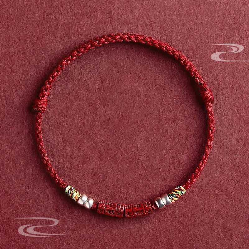 BWOOOH 925 Sterling Silver Om Mani Padme Hum Cinnabar Blessing Child Adult Bracelet