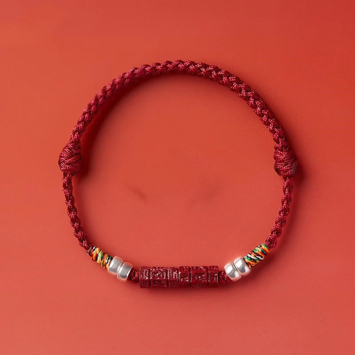 BWOOOH 925 Sterling Silver Om Mani Padme Hum Cinnabar Blessing Child Adult Bracelet