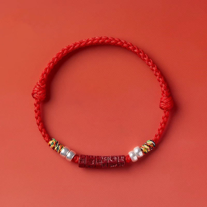 BWOOOH 925 Sterling Silver Om Mani Padme Hum Cinnabar Blessing Child Adult Bracelet