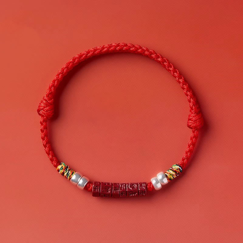 BWOOOH 925 Sterling Silver Om Mani Padme Hum Cinnabar Blessing Child Adult Bracelet