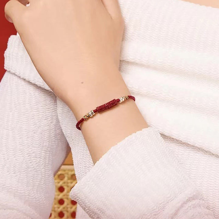 BWOOOH 925 Sterling Silver Om Mani Padme Hum Cinnabar Blessing Child Adult Bracelet