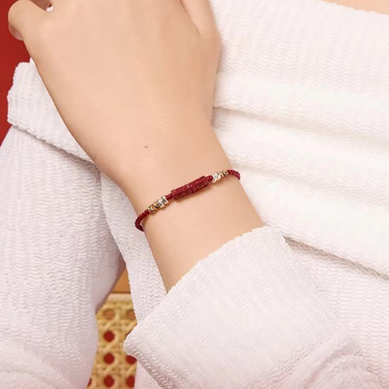 BWOOOH 925 Sterling Silver Om Mani Padme Hum Cinnabar Blessing Child Adult Bracelet