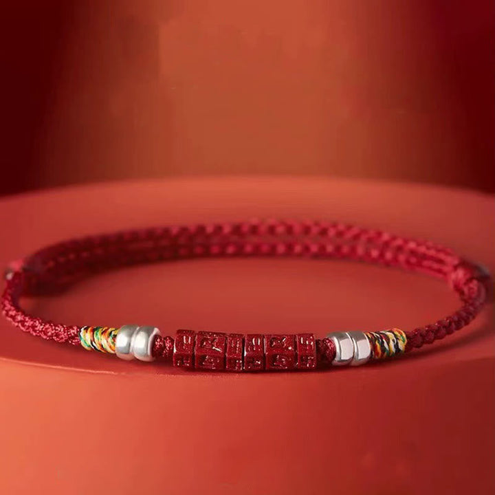 BWOOOH 925 Sterling Silver Om Mani Padme Hum Cinnabar Blessing Child Adult Bracelet