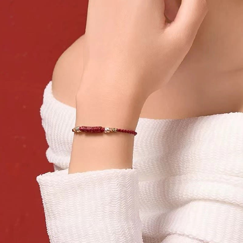 BWOOOH 925 Sterling Silver Om Mani Padme Hum Cinnabar Blessing Child Adult Bracelet