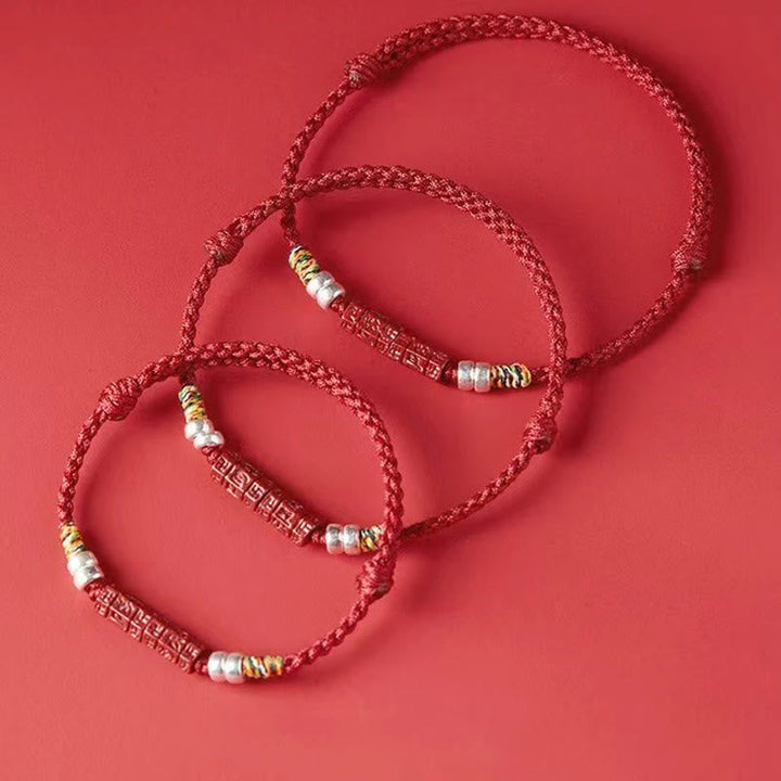 BWOOOH 925 Sterling Silver Om Mani Padme Hum Cinnabar Blessing Child Adult Bracelet