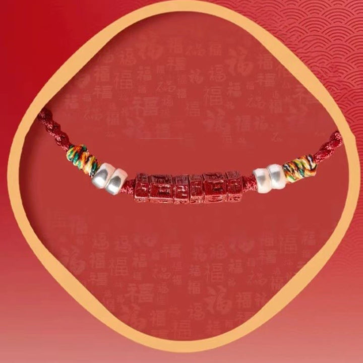 BWOOOH 925 Sterling Silver Om Mani Padme Hum Cinnabar Blessing Child Adult Bracelet