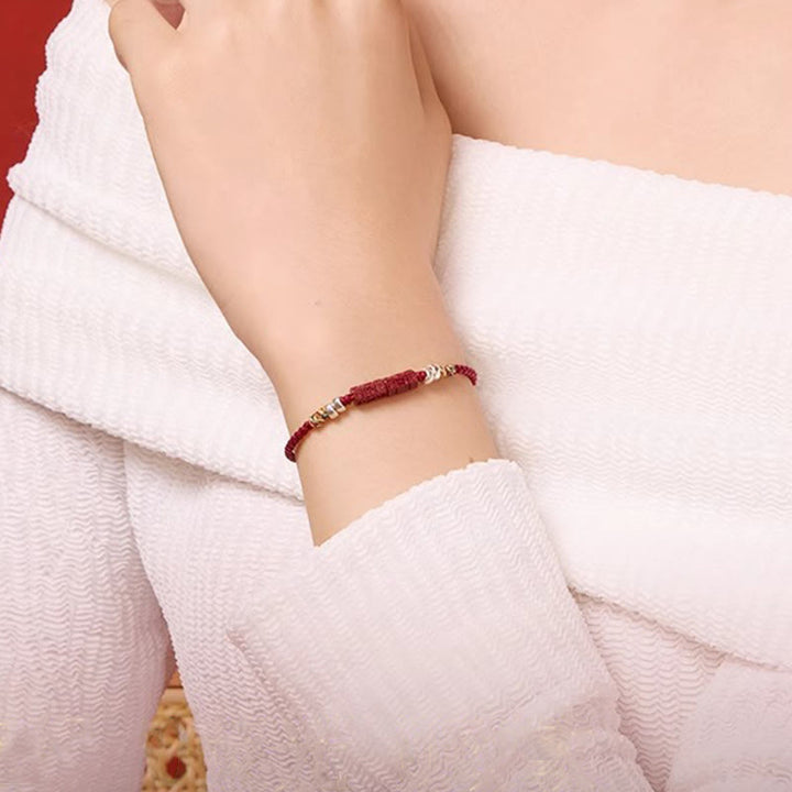 BWOOOH 925 Sterling Silver Om Mani Padme Hum Cinnabar Blessing Child Adult Bracelet