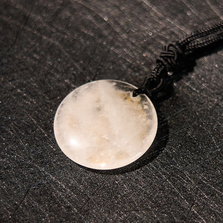 BWOOOH Swastika Lotus Pattern Natural Various Crystal Black Obsidian Purification Necklace Pendant