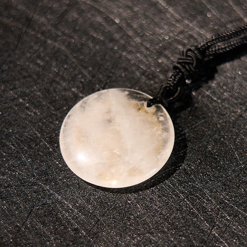 BWOOOH Swastika Lotus Pattern Natural Various Crystal Black Obsidian Purification Necklace Pendant
