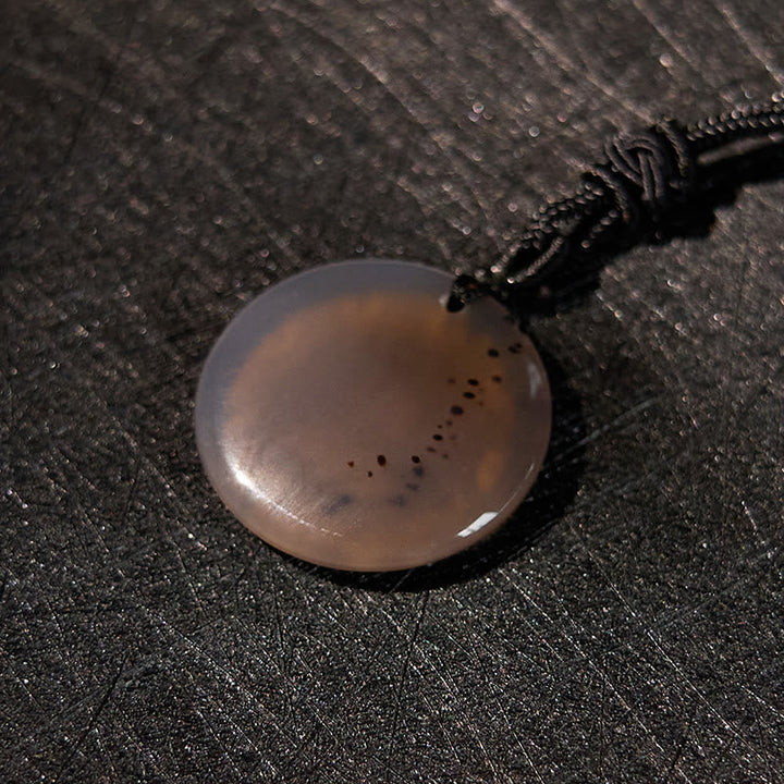 BWOOOH Swastika Lotus Pattern Natural Various Crystal Black Obsidian Purification Necklace Pendant