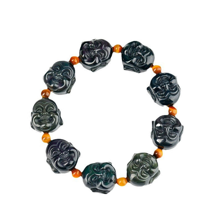BWOOOH Rainbow Obsidian Laughing Buddha Positive Transformation Bracelet