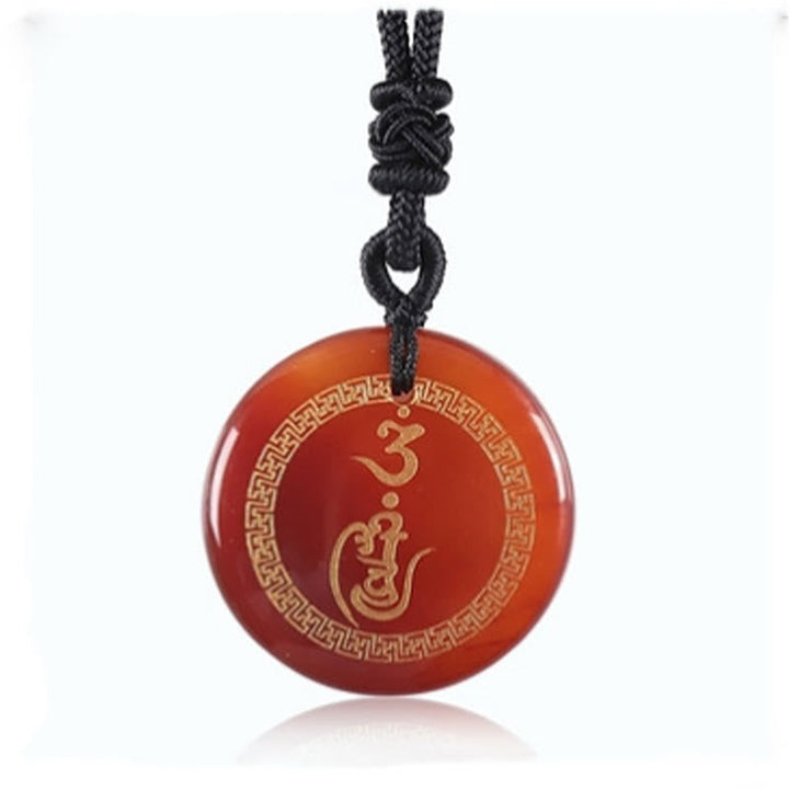 BWOOOH Swastika Pattern Vajra Protection Mantra Natural Various Crystal Black Obsidian Purification Necklace Pendant