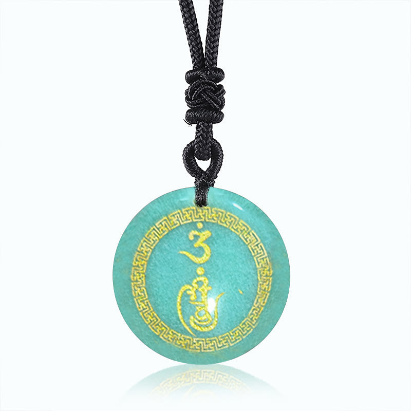 BWOOOH Swastika Pattern Vajra Protection Mantra Natural Various Crystal Black Obsidian Purification Necklace Pendant