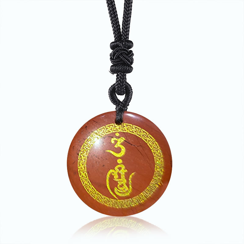 BWOOOH Swastika Pattern Vajra Protection Mantra Natural Various Crystal Black Obsidian Purification Necklace Pendant