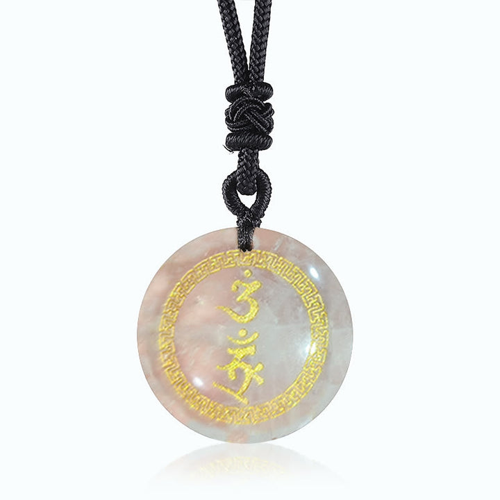 BWOOOH Surrounding Protection Mantra Natural Various Crystal Black Obsidian Fulfilment Necklace Pendant