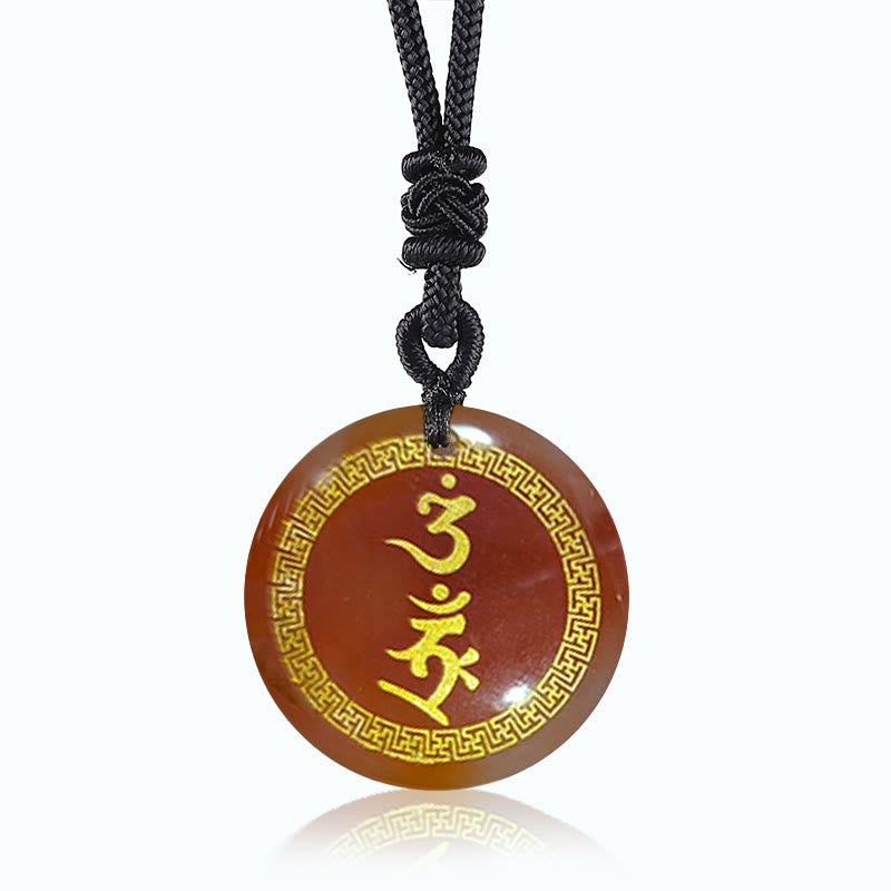 BWOOOH Surrounding Protection Mantra Natural Various Crystal Black Obsidian Fulfilment Necklace Pendant