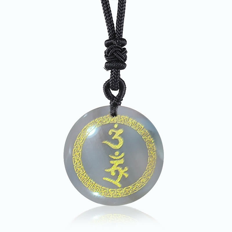 BWOOOH Surrounding Protection Mantra Natural Various Crystal Black Obsidian Fulfilment Necklace Pendant