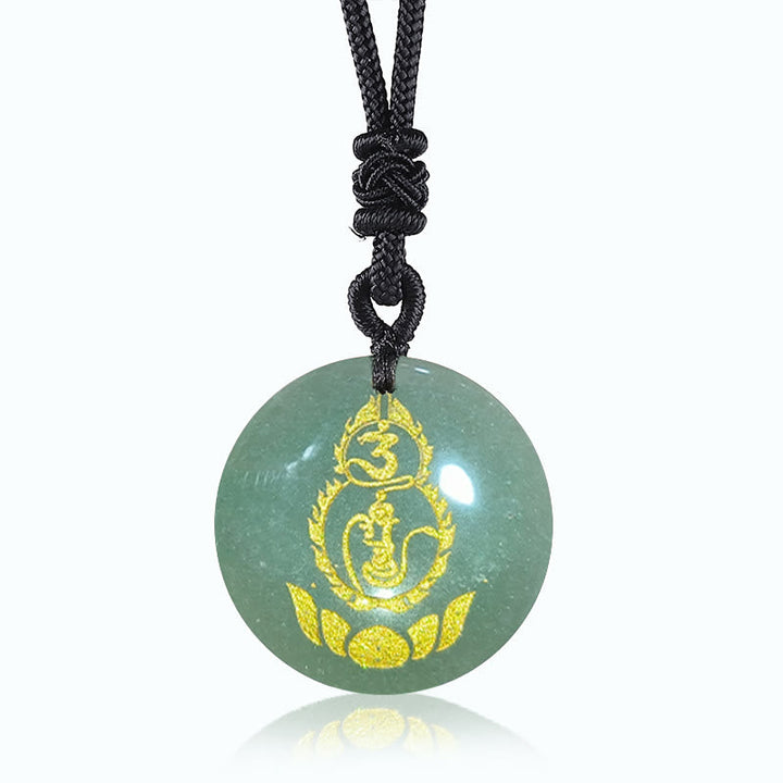 BWOOOH Gourd Lotus Pedestal Pattern Vajra Protection Mantra Natural Various Crystal Black Obsidian Fulfilment Necklace Pendant