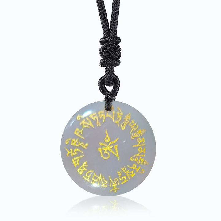 BWOOOH Fortune-gathering Mantra Natural Various Crystal Black Obsidian Fulfilment Necklace Pendant