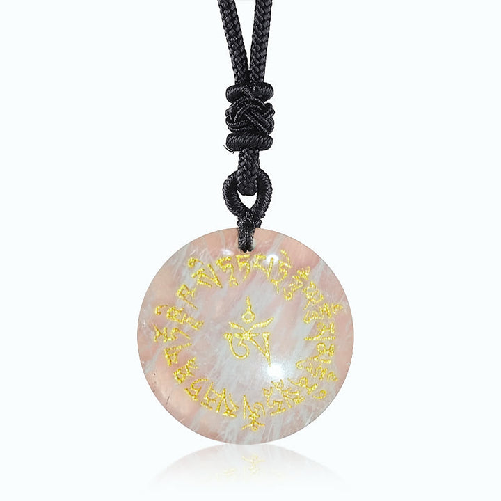 BWOOOH Fortune-gathering Mantra Natural Various Crystal Black Obsidian Fulfilment Necklace Pendant