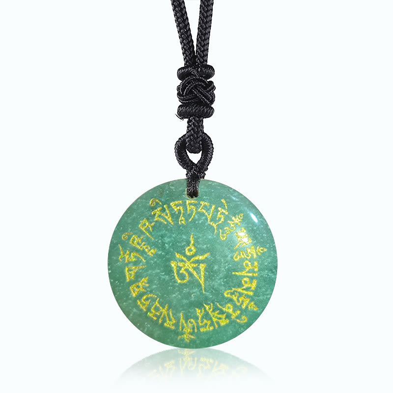 BWOOOH Fortune-gathering Mantra Natural Various Crystal Black Obsidian Fulfilment Necklace Pendant