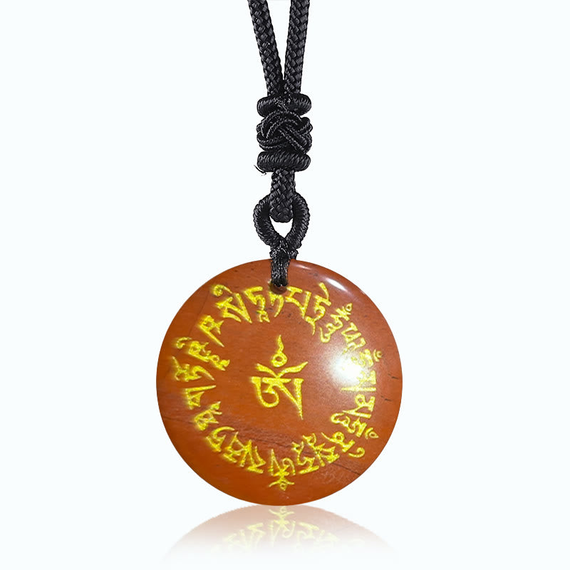 BWOOOH Fortune-gathering Mantra Natural Various Crystal Black Obsidian Fulfilment Necklace Pendant