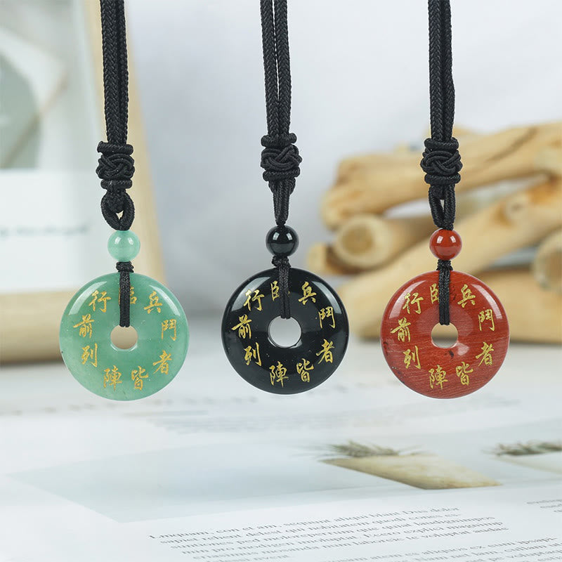 BWOOOH Green Tara Mantra Natural Various Crystal Black Obsidian Fulfilment Necklace Pendant