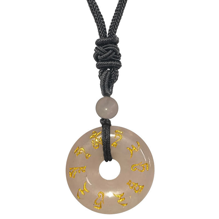 BWOOOH Green Tara Mantra Natural Various Crystal Black Obsidian Fulfilment Necklace Pendant
