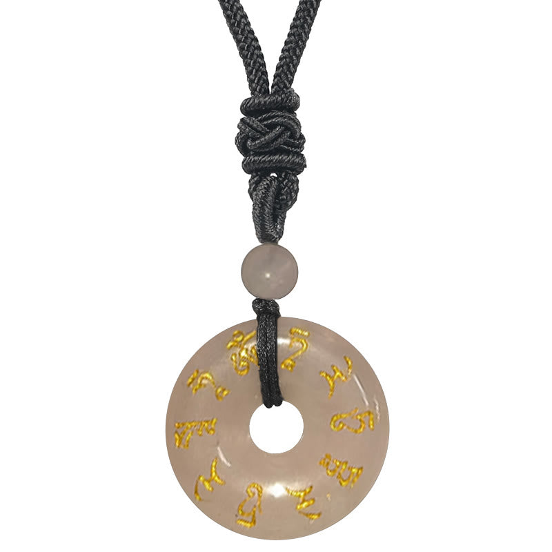 BWOOOH Green Tara Mantra Natural Various Crystal Black Obsidian Fulfilment Necklace Pendant