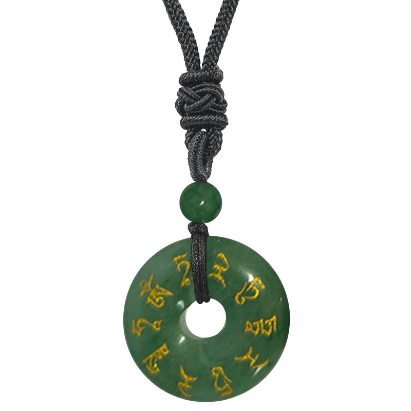 BWOOOH Green Tara Mantra Natural Various Crystal Black Obsidian Fulfilment Necklace Pendant