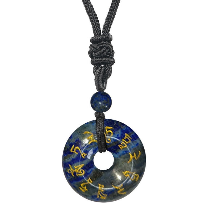 BWOOOH Green Tara Mantra Natural Various Crystal Black Obsidian Fulfilment Necklace Pendant
