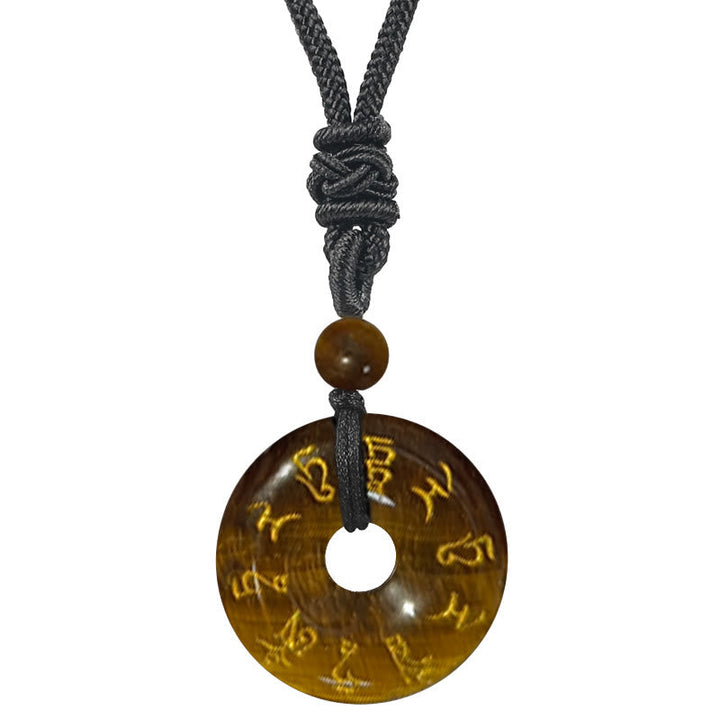 BWOOOH Green Tara Mantra Natural Various Crystal Black Obsidian Fulfilment Necklace Pendant