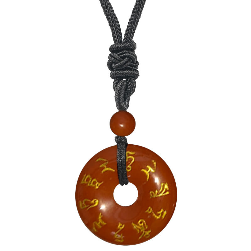 BWOOOH Green Tara Mantra Natural Various Crystal Black Obsidian Fulfilment Necklace Pendant