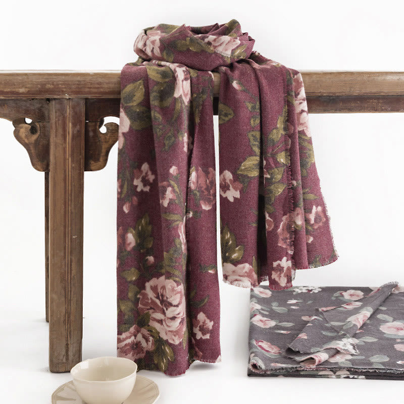 BWOOOH Tibetan Shawl Garden Rose Fall Winter Cozy Travel 