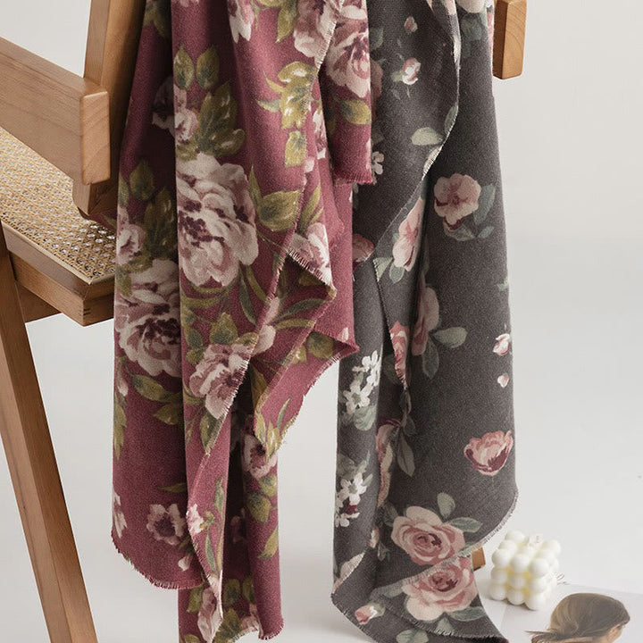 BWOOOH Tibetan Shawl Garden Rose Fall Winter Cozy Travel 