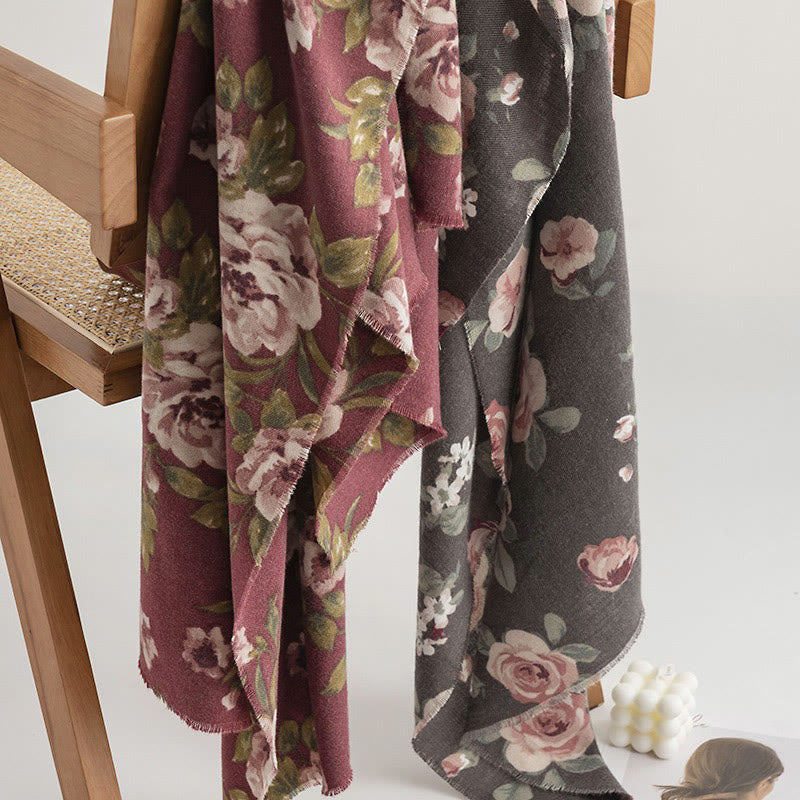 BWOOOH Tibetan Shawl Garden Rose Fall Winter Cozy Travel 
