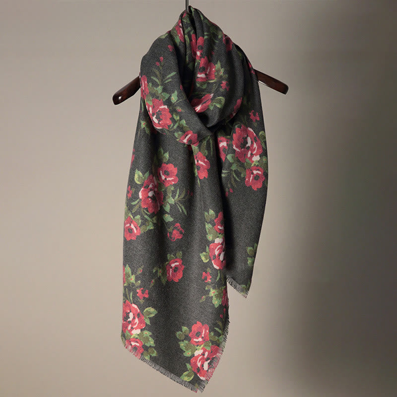 BWOOOH Tibetan Rose Flower Garden Shawl Fall Winter Cozy 
